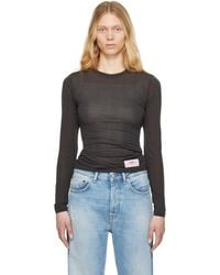 Ganni - Sheer Mesh Jersey Long Sleeve T-Shirt - Lyst