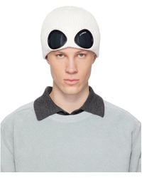 C.P. Company - Off- Cotton Goggle Beanie - Lyst