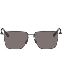 Bottega Veneta - Black Ultrathin Rectangular Sunglasses - Lyst