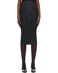 Alaïa - Gray Croc-effect Midi Skirt - Lyst
