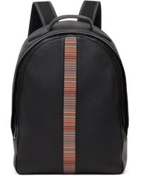 Paul Smith - Black Leather Signature Stripe Backpack - Lyst