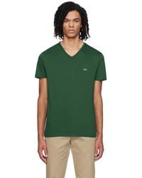 Lacoste - T-shirt vert à col en v - Lyst
