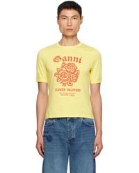 Ganni - Yellow Printed T-shirt - Lyst