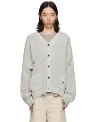 Maison Mihara Yasuhiro - Cardigan Gris À Effet Usé - Lyst