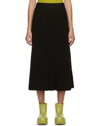 Bottega Veneta - Brown Rib Distorted Mid-length Skirt - Lyst