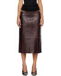 Helmut Lang - Saddle Leather Midi Skirt - Lyst