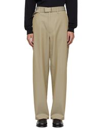 AURALEE - Taupe Belted Trousers - Lyst