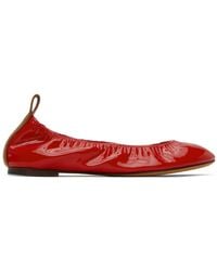 Lanvin - Red Leather Ballerina Flats - Lyst