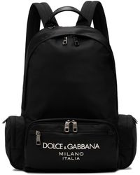 Dolce & Gabbana - Sac à dos noir en nylon à logo caoutchouté - Lyst