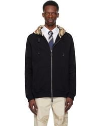 Burberry - Check Hood Cotton Zip Hoodie - Lyst