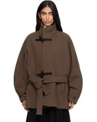 Lemaire - Khaki Short Duffle Coat - Lyst