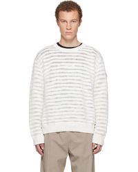MM6 by Maison Margiela - Off- Open-Knit Stripe Sweater - Lyst