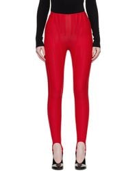 Mugler - Legging Rouge À Baleines Exclusif À Ssense - Lyst