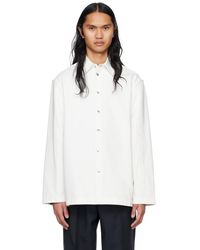 Jil Sander - Chemise blanche en denim à logo gaufré - Lyst