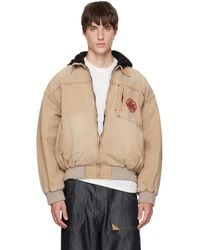 we11done - Tan Hooded Herringbone Jacket - Lyst