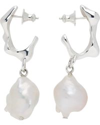 Faris - Boucles d'oreilles pendantes seep argentées à perle baroque - Lyst