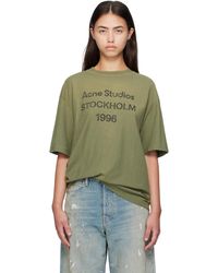 Acne Studios - T-Shirt Décontracté Vert À Logo - Lyst