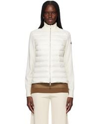 Moncler - Off- Padded Wool Zip-up Down Cardigan - Lyst