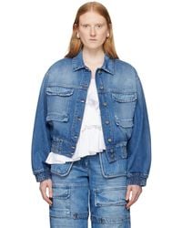 MSGM - Indigo Oversized Denim Jacket - Lyst