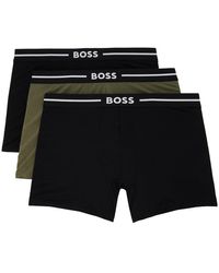 BOSS - Ensemble de trois boxers kaki et noirs - Lyst