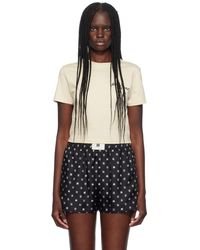 Amiri - T-Shirt Blanc Cassé À Logos Brodés - Lyst
