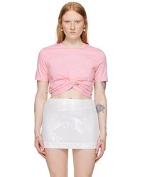 Versace - T-shirt rose à logo et texte brodés - Lyst