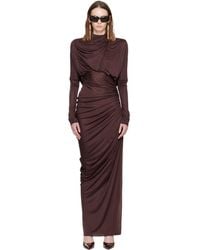 Balmain - Burgundy Long Flowing Jersey Maxi Dress - Lyst
