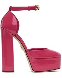 Dolce & Gabbana - Chaussures à talon bottier roses en cuir poli à plateforme - Lyst