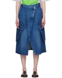 JW Anderson - Cargo Pocket Denim Midi Skirt - Lyst