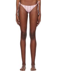 Ganni - Culotte de bikini blanc et rose à rayures - Lyst