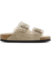 Birkenstock - Lambskin Suede Shearling-Lined Buckle Sandals - Lyst