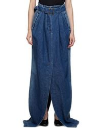 Dries Van Noten - Indigo Belted Denim Maxi Skirt - Lyst