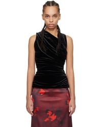 Ganni - Velvet Ruched Top - Lyst