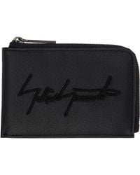 Yohji Yamamoto - Petit Portefeuille Noir À Logo Manuscrit - Lyst
