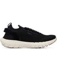 BOSS - Motion Leather Trims Knitted Sneakers - Lyst