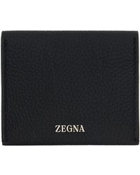 Zegna - Black Foldable Leather Card Holder - Lyst