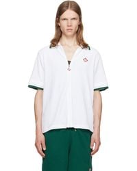 CASABLANCA - Striped Velour Zip‐up Short Sleeve Shirt - Lyst