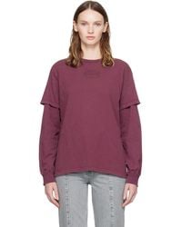 Ganni - Burgundy Future Heavy Jersey Double Sleeve T-Shirt - Lyst
