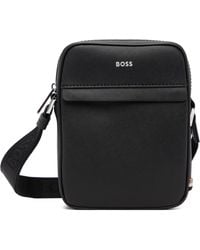 BOSS - Signature Stripe Logo Detail Reporter Bag - Lyst