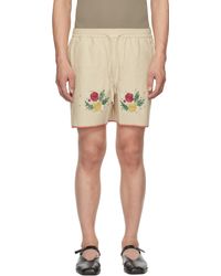 HARAGO - Off- Beadwork Floral Shorts - Lyst