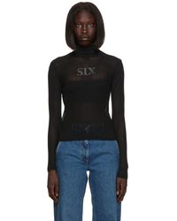T-shirt Tulle MM6 by Maison Martin Margiela en coloris Noir Femme Vêtements Sweats et pull overs Pulls à col roulé 