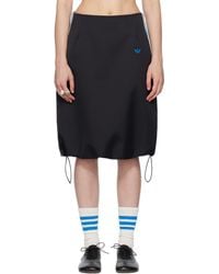 Wales Bonner - Jupe Midi Noire En Satin Édition Adidas Originals - Lyst