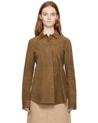 TOTEME - Toteme Taupe Soft Suede Jacket - Lyst