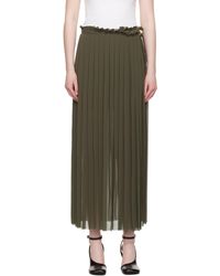 Ami Paris - Khaki Pleated Midi Skirt - Lyst