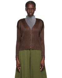 Pleats Please Issey Miyake - Cardigan monthly colors september brun - Lyst
