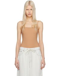 MM6 by Maison Margiela - Tan Square Neck Bodysuit - Lyst