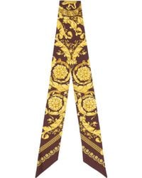 Versace - Burgundy & Printed Silk Twill Ribbon Scarf - Lyst