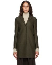 Harris Wharf London Manteau en laine pressee vert Cocoon
