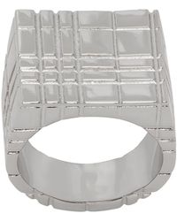 Burberry - Silver Check Ring - Lyst