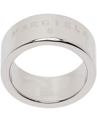 MM6 by Maison Martin Margiela - Bague argentée à logo - Lyst